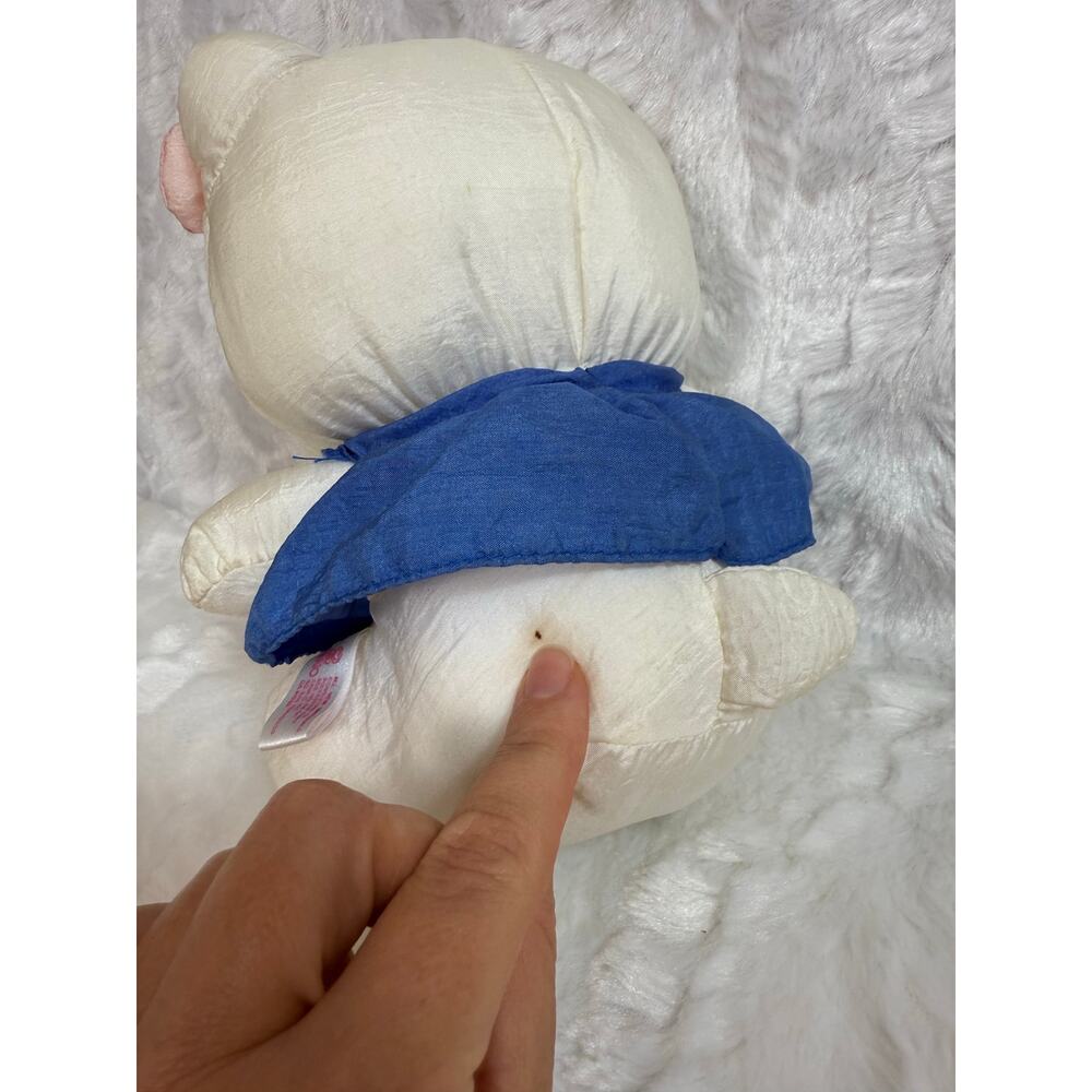 Vintage Early 90’s Sanrio Hello Kitty Plush Toy Shiny Nylon Blue Dress 9 inches - Picture 9 of 14